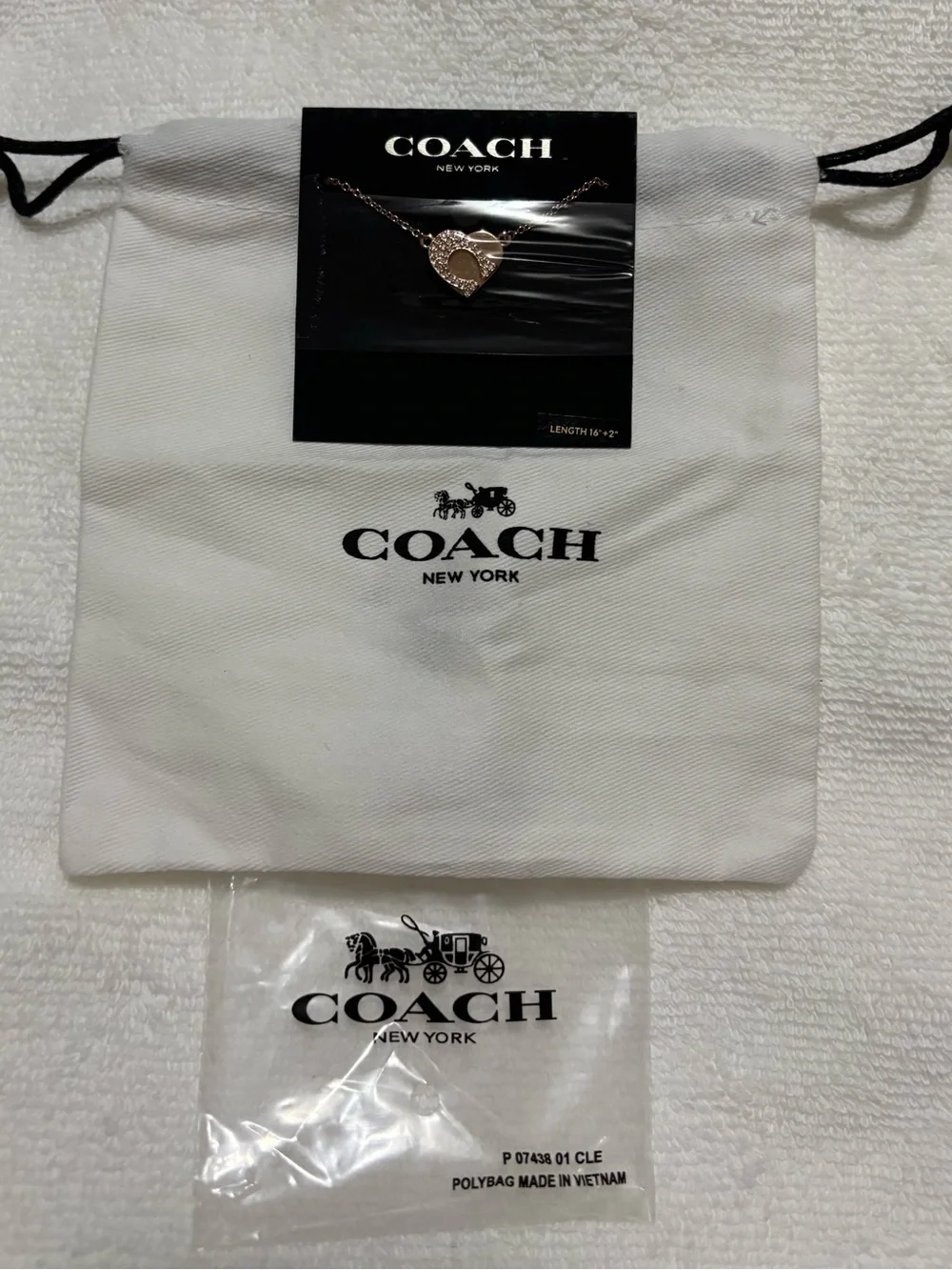 NWT Coach Rose Gold Heart Pendant Necklace - Sparkling Crystal Accent